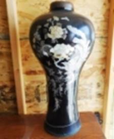 A black vase with white design on it

AI-generated content may be incorrect.